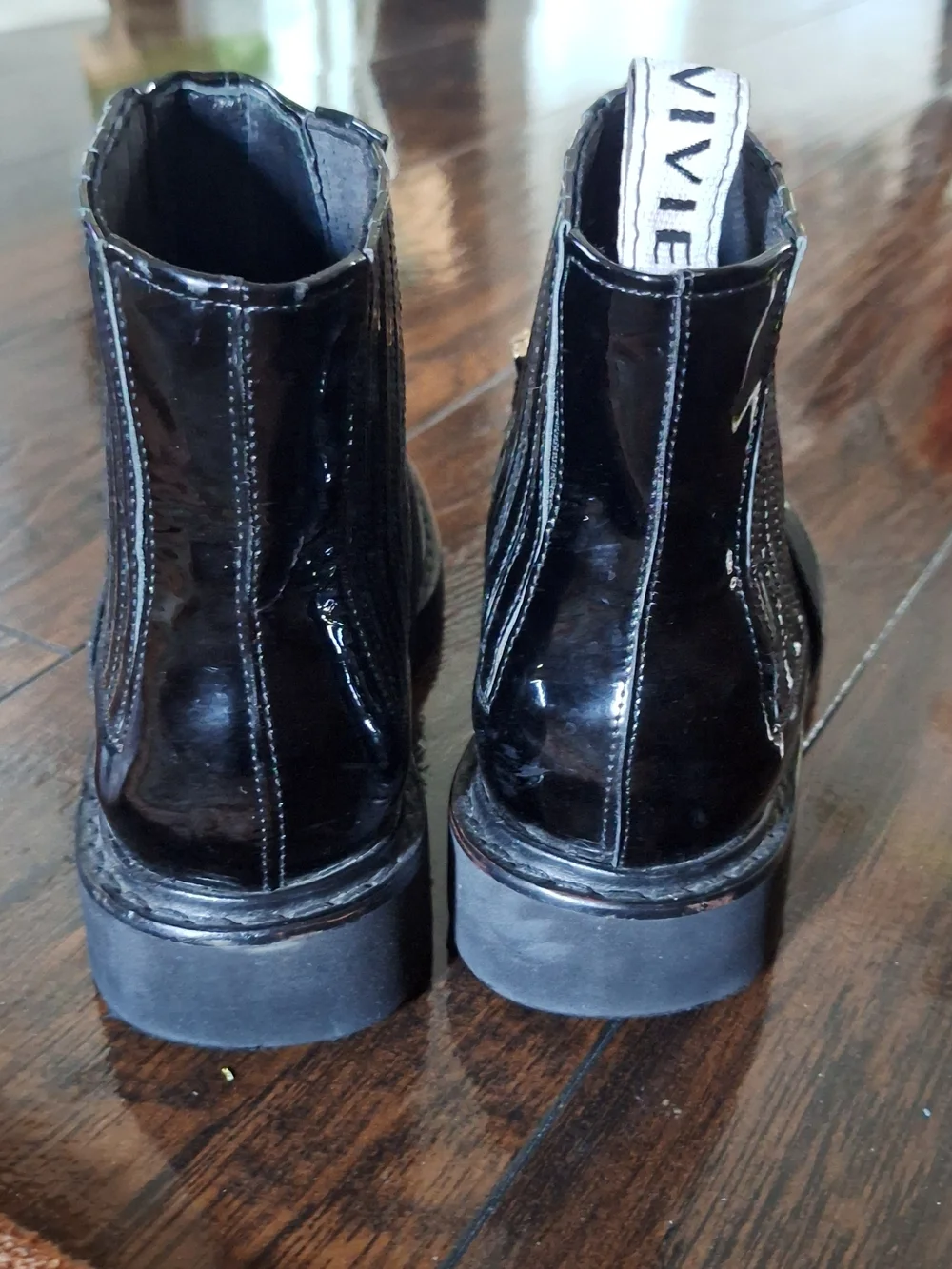 Roger Vivier Women Black Patent Ankle Boots with Rhinestone Buckle. Some Scratch